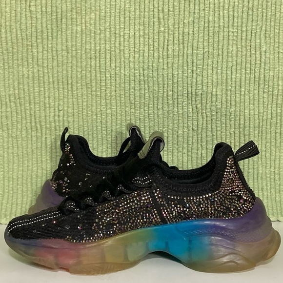 Steve Madden Girls Black Maxima R-Rhinestone Detail Chunky Sneakers Shoes SZ 3 - Picture 7 of 13